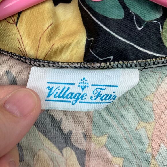 Vintage 70s Village Fair Abstract Floral Slick Button Up Shirt Bust 42" - Picture 5 of 6